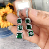 Bright Zircon Pendant Earrings Engagement Luxury Women Wedding Jewelry - Gemstone Gold