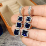 Bright Zircon Pendant Earrings Engagement Luxury Women Wedding Jewelry - Gemstone Gold