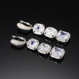 Bright Zircon Pendant Earrings Engagement Luxury Women Wedding Jewelry - Gemstone Gold