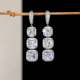 Bright Zircon Pendant Earrings Engagement Luxury Women Wedding Jewelry - Gemstone Gold