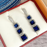Bright Zircon Pendant Earrings Engagement Luxury Women Wedding Jewelry - Gemstone Gold