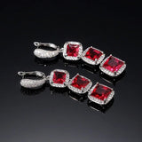 Bright Zircon Pendant Earrings Engagement Luxury Women Wedding Jewelry - Gemstone Gold