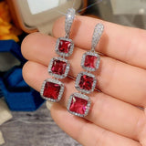 Bright Zircon Pendant Earrings Engagement Luxury Women Wedding Jewelry - Gemstone Gold