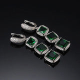 Bright Zircon Pendant Earrings Engagement Luxury Women Wedding Jewelry - Gemstone Gold
