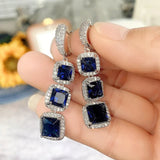 Bright Zircon Pendant Earrings Engagement Luxury Women Wedding Jewelry - Gemstone Gold