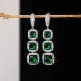 Bright Zircon Pendant Earrings Engagement Luxury Women Wedding Jewelry - Gemstone Gold