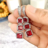 Bright Zircon Pendant Earrings Engagement Luxury Women Wedding Jewelry - Gemstone Gold
