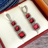 Bright Zircon Pendant Earrings Engagement Luxury Women Wedding Jewelry - Gemstone Gold