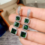 Bright Zircon Pendant Earrings Engagement Luxury Women Wedding Jewelry - Gemstone Gold