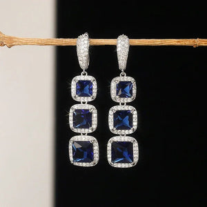 Bright Zircon Pendant Earrings Engagement Luxury Women Wedding Jewelry - Gemstone Gold