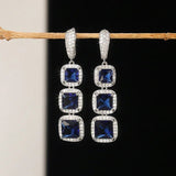 Bright Zircon Pendant Earrings Engagement Luxury Women Wedding Jewelry - Gemstone Gold