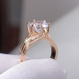 Brilliant Women Zircon Ring Gold Engagement Bridal Jewelry - Genuine - Gemstone