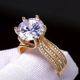 Brilliant Women Zircon Ring Gold Engagement Bridal Jewelry - Genuine - Gemstone