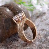 Brilliant Women Zircon Ring Gold Engagement Bridal Jewelry - Genuine - Gemstone