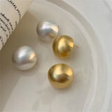 Brushed Frosted Ball Earrings Jewelry for Women Jewelry Accessories - Gemstone Gold