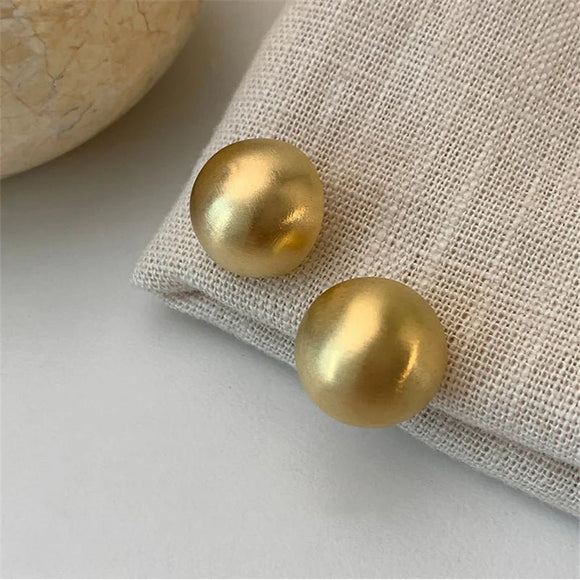 Brushed Frosted Ball Earrings Jewelry for Women Jewelry Accessories - Gemstone Gold