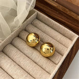 Brushed Frosted Ball Earrings Jewelry for Women Jewelry Accessories - Gemstone Gold