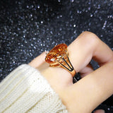 Champagne Gemstone Ring 18K Rose Gold Women Wedding Jewelry - Genuine - Gemstone