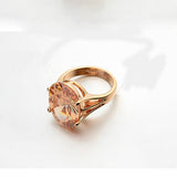 Champagne Gemstone Ring 18K Rose Gold Women Wedding Jewelry - Genuine - Gemstone