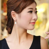 Charm 10mm Pearl Drop Earrings Jewelry for Woman Wedding Party Jewelry - Gemstone Gold