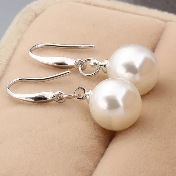 Charm 10mm Pearl Drop Earrings Jewelry for Woman Wedding Party Jewelry - Gemstone Gold