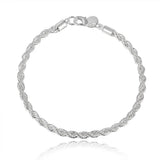 Charm 4MM Rope Chain Necklace Bracelet Women Wedding Gift Jewelry - Gemstone Gold