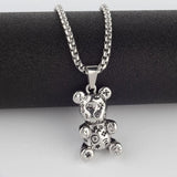 Charm Bear Pendant Necklace for Women Anniverssary Jewelry - Genuine - Gemstone