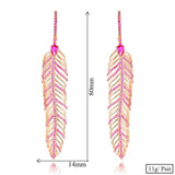 Charm Feather Earrings For Women Wedding Gold Zircon Jewelry - Gemstone Gold