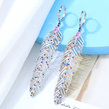 Charm Feather Earrings For Women Wedding Gold Zircon Jewelry - Gemstone Gold