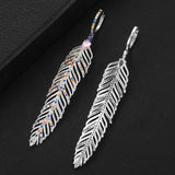 Charm Feather Earrings For Women Wedding Gold Zircon Jewelry - Gemstone Gold