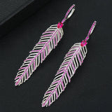 Charm Feather Earrings For Women Wedding Gold Zircon Jewelry - Gemstone Gold