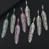 Charm Feather Earrings For Women Wedding Gold Zircon Jewelry - Gemstone Gold