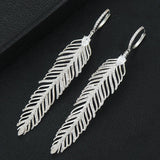 Charm Feather Earrings For Women Wedding Gold Zircon Jewelry - Gemstone Gold