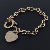 Charm Heart Bangle Chain Bracelet Women Wedding Fine Jewelry - Genuine - Gemstone