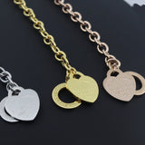 Charm Heart Bangle Chain Bracelet Women Wedding Fine Jewelry - Genuine - Gemstone