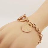 Charm Heart Bangle Chain Bracelet Women Wedding Fine Jewelry - Genuine - Gemstone