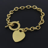 Charm Heart Bangle Chain Bracelet Women Wedding Fine Jewelry - Genuine - Gemstone