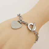 Charm Heart Bangle Chain Bracelet Women Wedding Fine Jewelry - Genuine - Gemstone