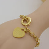 Charm Heart Bangle Chain Bracelet Women Wedding Fine Jewelry - Genuine - Gemstone