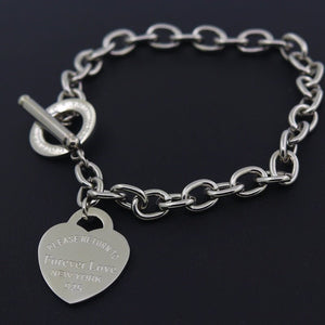 Charm Heart Bangle Chain Bracelet Women Wedding Fine Jewelry - Genuine - Gemstone