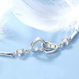 Charm Heart Bracelet Bangle 925 sterling silver Women Wedding Jewelry - Genuine - Gemstone