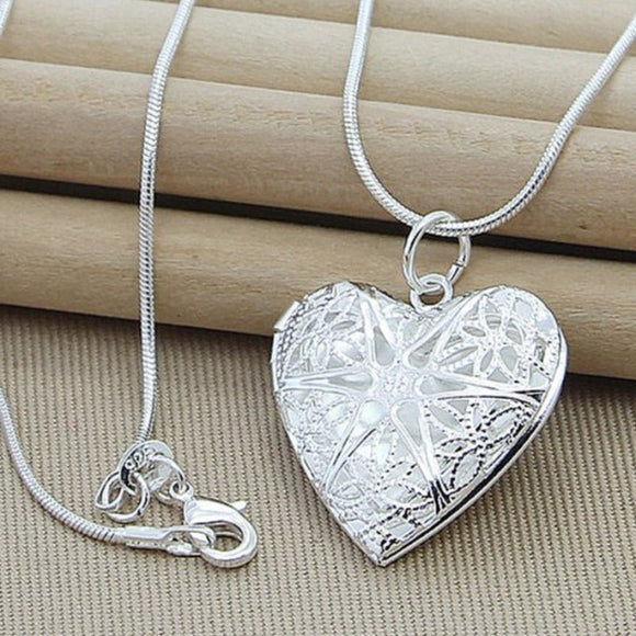 Charm Heart Pendant Necklace Silver For Woman Anniverssary Jewelry - Genuine - Gemstone