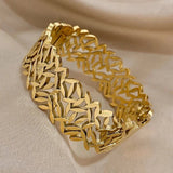 Charm Leaf Gold Wide Bangles Bracelet for Women Wrist Jewelry - Genuine - Gemstone