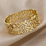 Charm Leaf Gold Wide Bangles Bracelet for Women Wrist Jewelry - Genuine - Gemstone