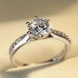 Classic 6 Claws Zircon Ring for Women Eternity Wedding Brilliant Luxury Jewelry - Gemstone Gold