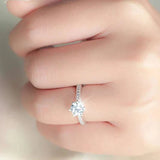 Classic 6 Claws Zircon Ring for Women Eternity Wedding Brilliant Luxury Jewelry - Gemstone Gold