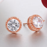 Classic Crown Stud Earrings Women Wedding Gold Jewelry - Genuine - Gemstone