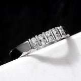 Classic White Zircon Ring Women Wedding Silver Jewelry - Genuine - Gemstone