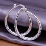 Classical Big Hollow Hook Earring women 925 Sterling Silver wedding Jewelry gift - Gemstone Gold