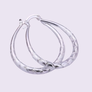 Classical Big Hollow Hook Earring women 925 Sterling Silver wedding Jewelry gift - Gemstone Gold